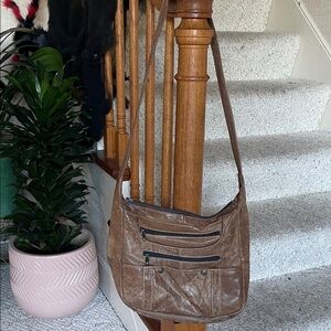 Brown Genuine Leather Hobo Satchel Shoulder Bag